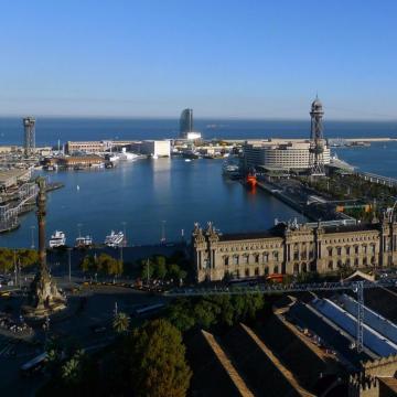 Panoramic view of Barcelona Port