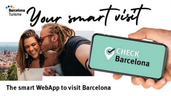 Banner with text: Your smart visit. Check Barcelona. The smart WebApp to visit Barcelona